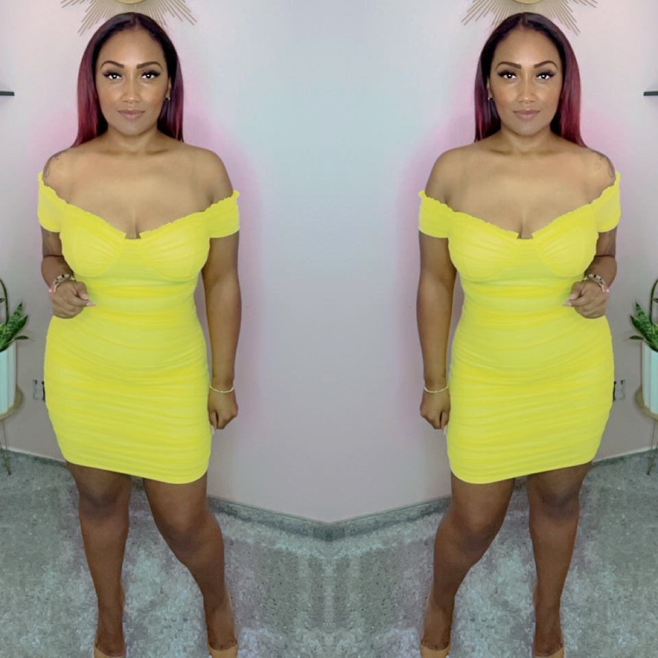 Gloria Mini Dress (Yellow)