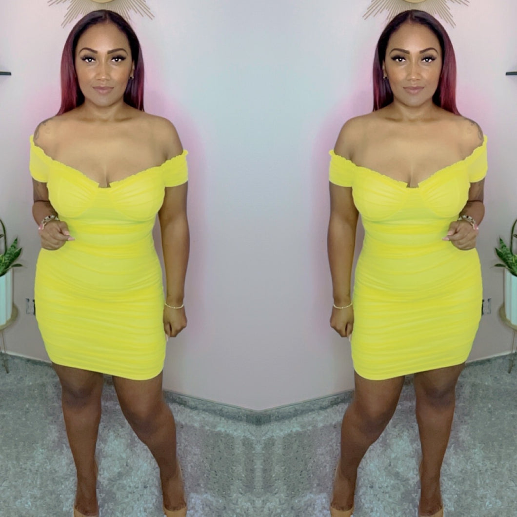 Gloria Mini Dress (Yellow)