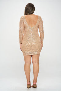 Manny Mini Dress (Plus Size) Gold