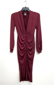 Yolaa Midi Dress (Burgundy)