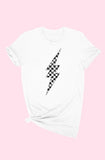 Checkered Lightning T-Shirt  (White)