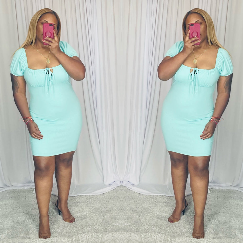 PEKIN MINI DRESS (AQUA)