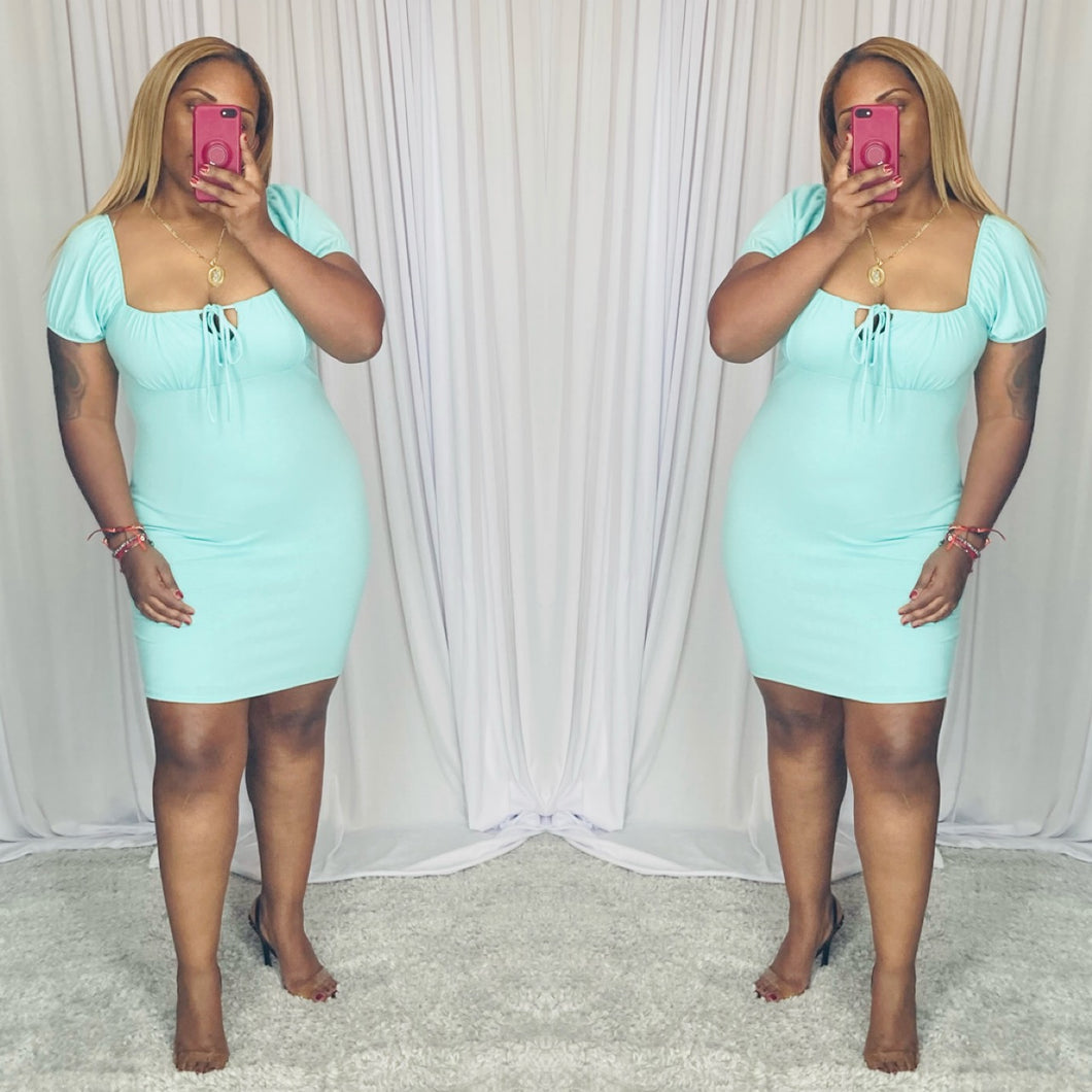 PEKIN MINI DRESS (AQUA)