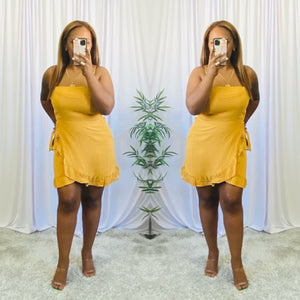 Alva Wrap Dress (Mustard)